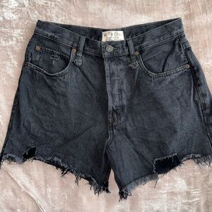 We The Free High rise distressed shorts in black